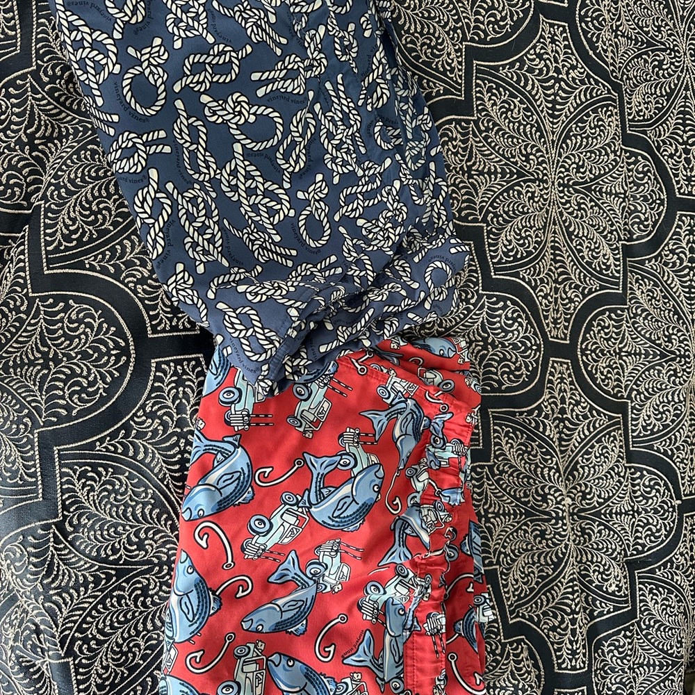 Vineyard Vines Red and Blue Swim Board Shorts